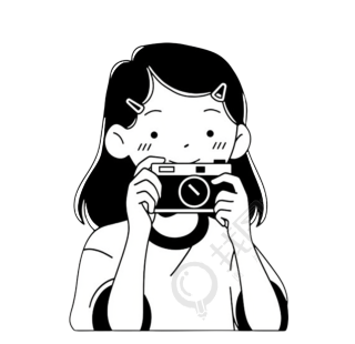 女生拍照黑白线条元素