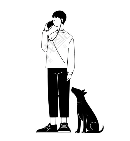 男生遛狗插图