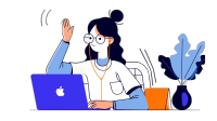 女生办公简洁线条元素