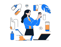 女生办公简洁线条插图