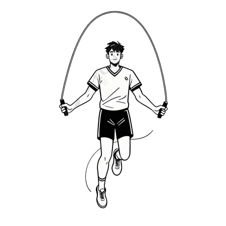 男子跳绳插画