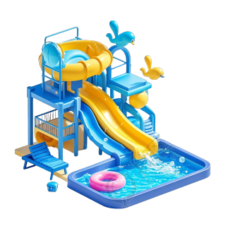 3D水滑梯卡通元素