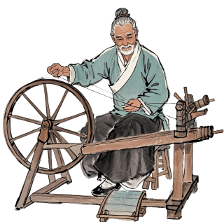 纺车纺线元素