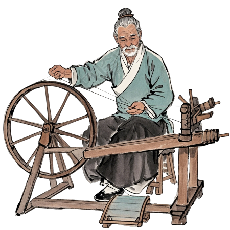 纺车纺线元素