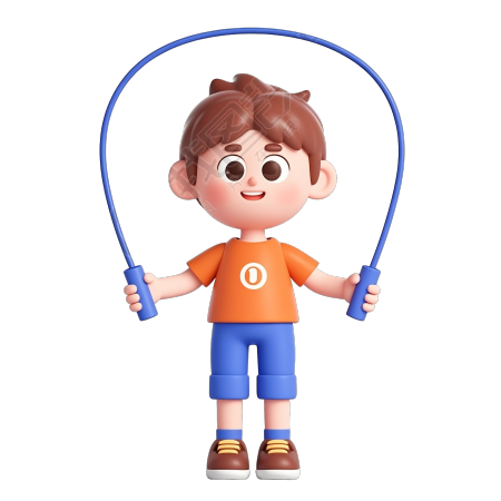 3D人物跳绳元素
