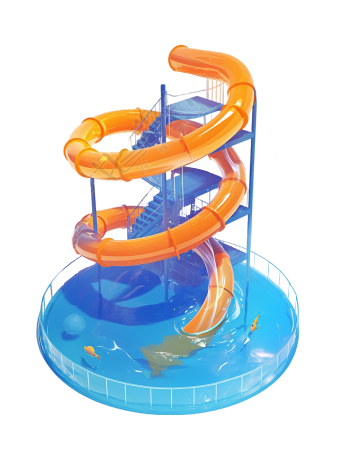 3D水滑梯卡通插画