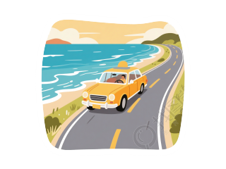 公路旅行插画