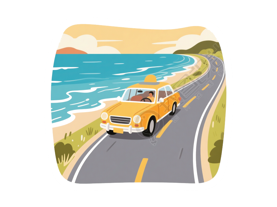 公路旅行插画