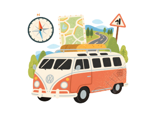 公路旅行贴纸元素
