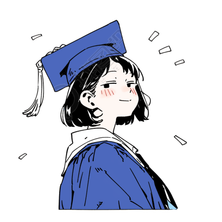 女孩学位帽插画