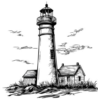 素描灯塔PNG元素