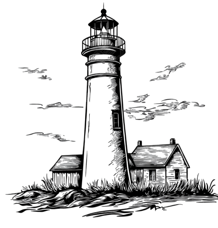 素描灯塔PNG元素