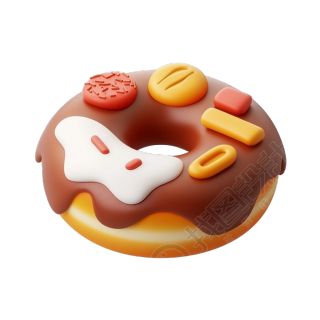 3D甜甜圈图标插图