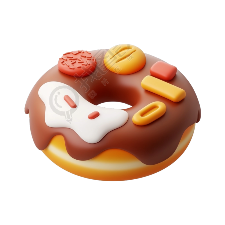 3D甜甜圈图标插图