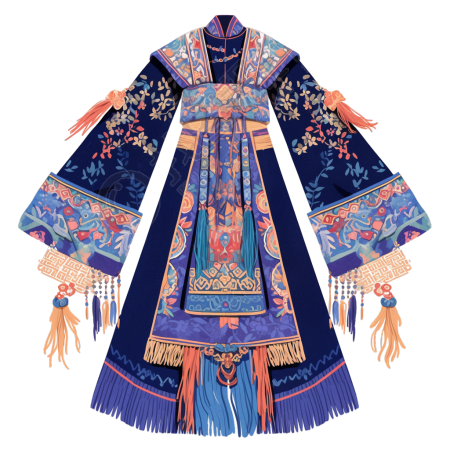 传统服饰苗族服装插画