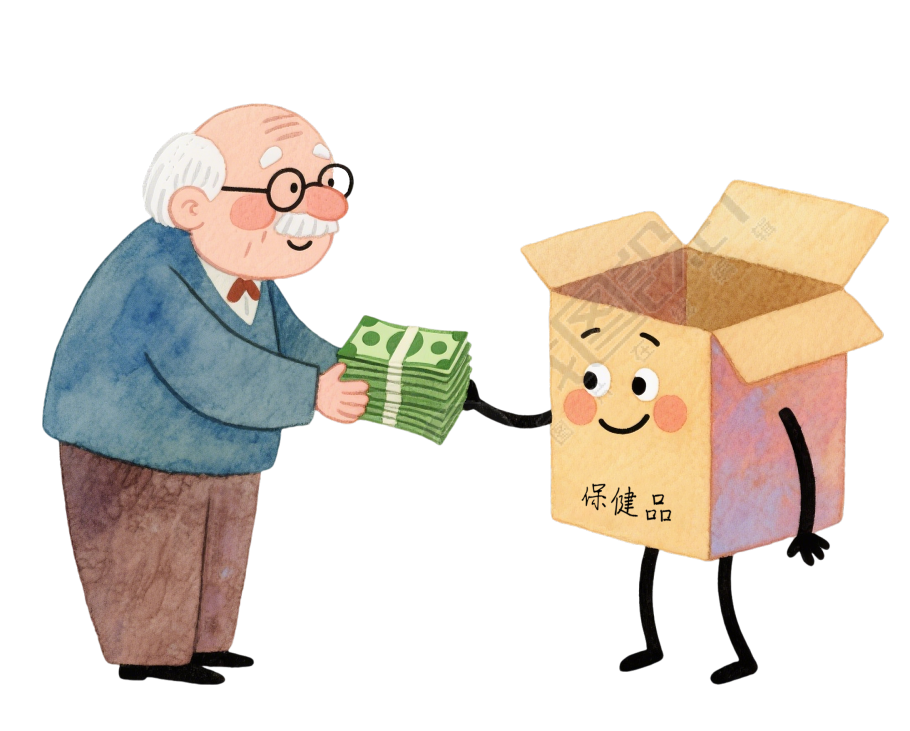 保健品骗局骗子插画