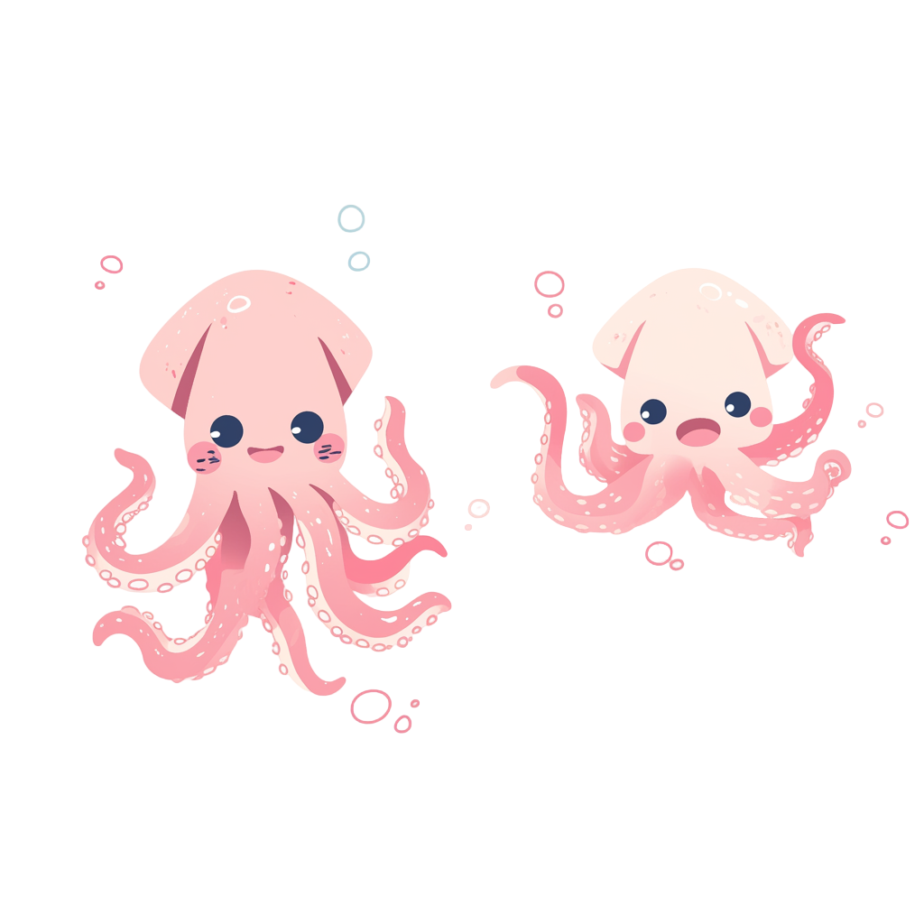 鱿鱼精美扁平插图