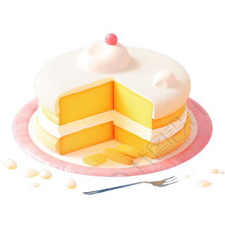 3D香草蛋糕创意插图