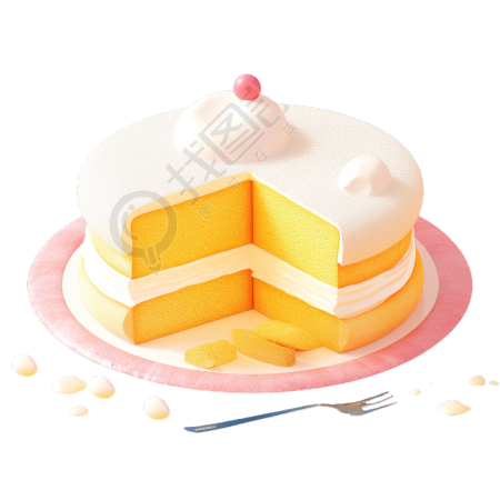 3D香草蛋糕创意插图