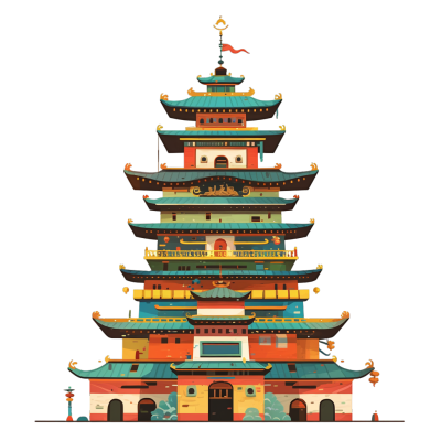 中国塔楼建筑插图