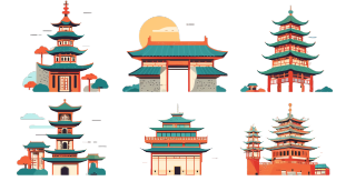 中国古风建筑插图