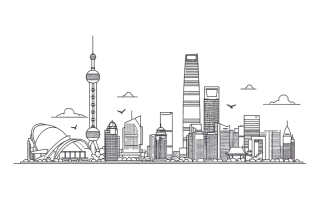 城市天际线建筑元素