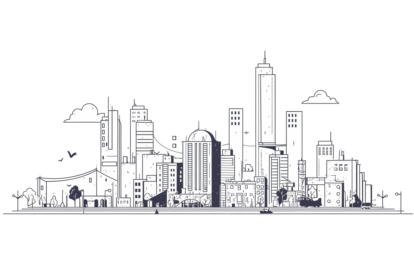 城市天际线建筑插图