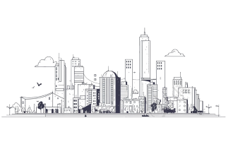 城市天际线建筑插图