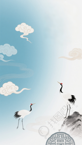 中国风蓝色背景高清素材