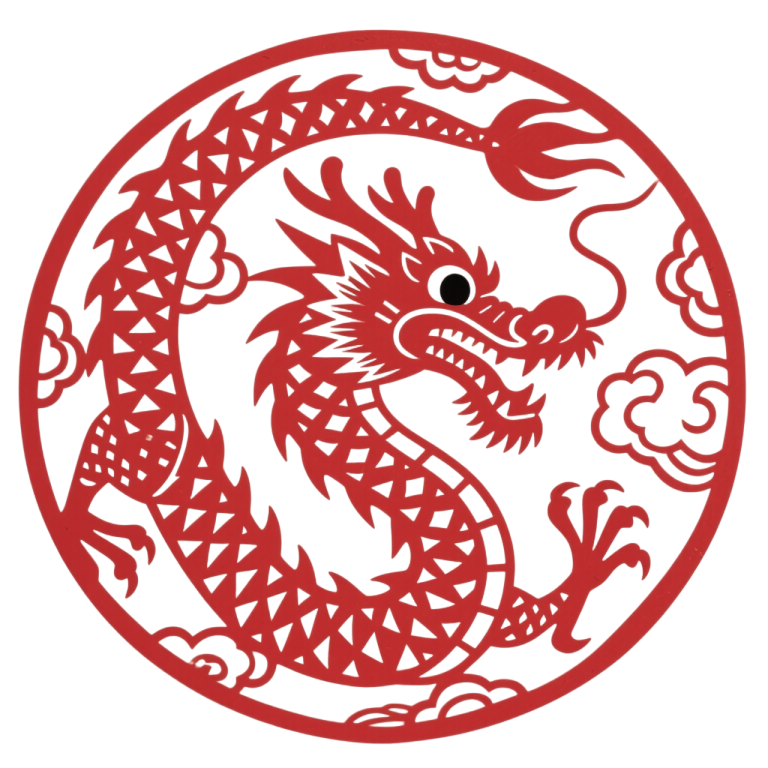 中国龙剪纸风格元素