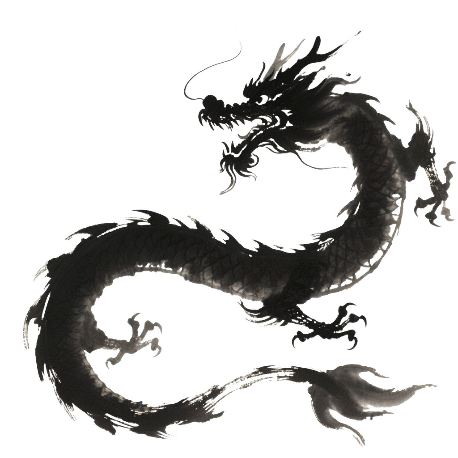 中国龙水墨风PNG插画