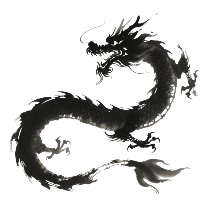 中国龙水墨风PNG插画