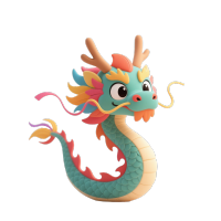 3D中国龙PNG插画