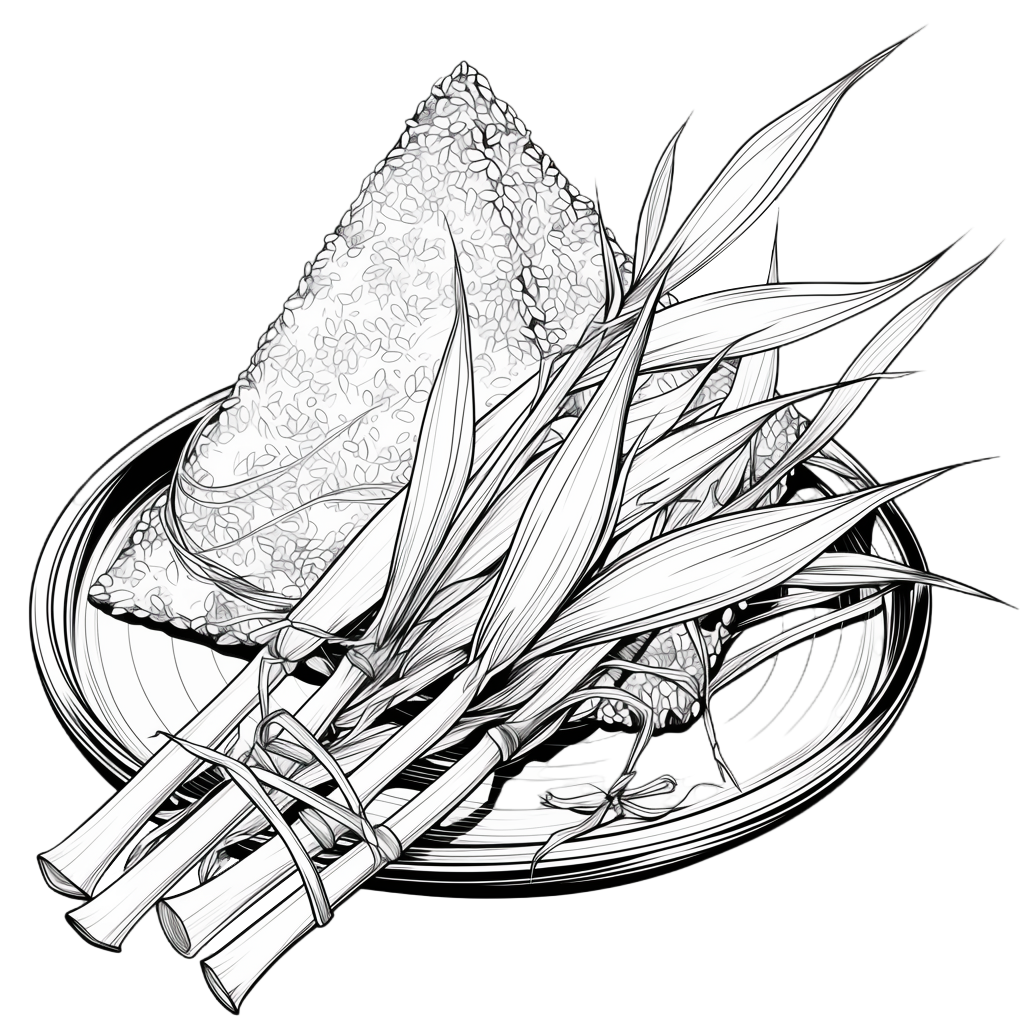 粽子线描插图