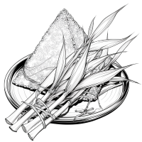 粽子线描插图