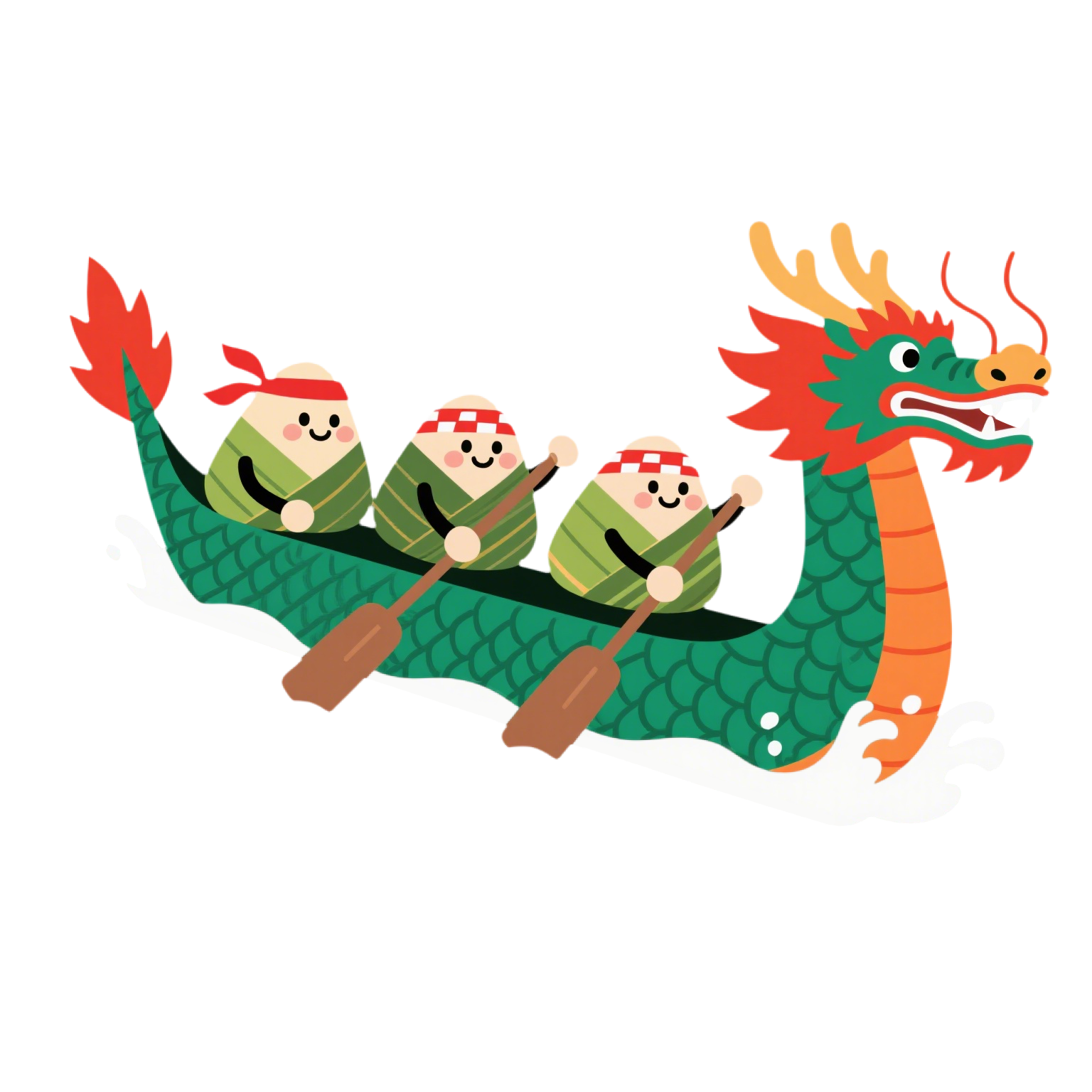 划龙舟透明背景插画