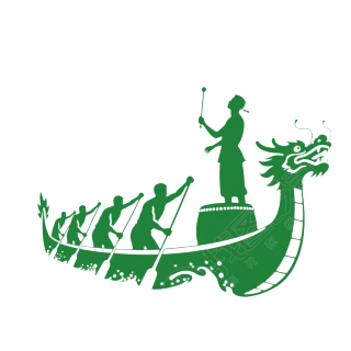 划龙舟绿色剪影插图