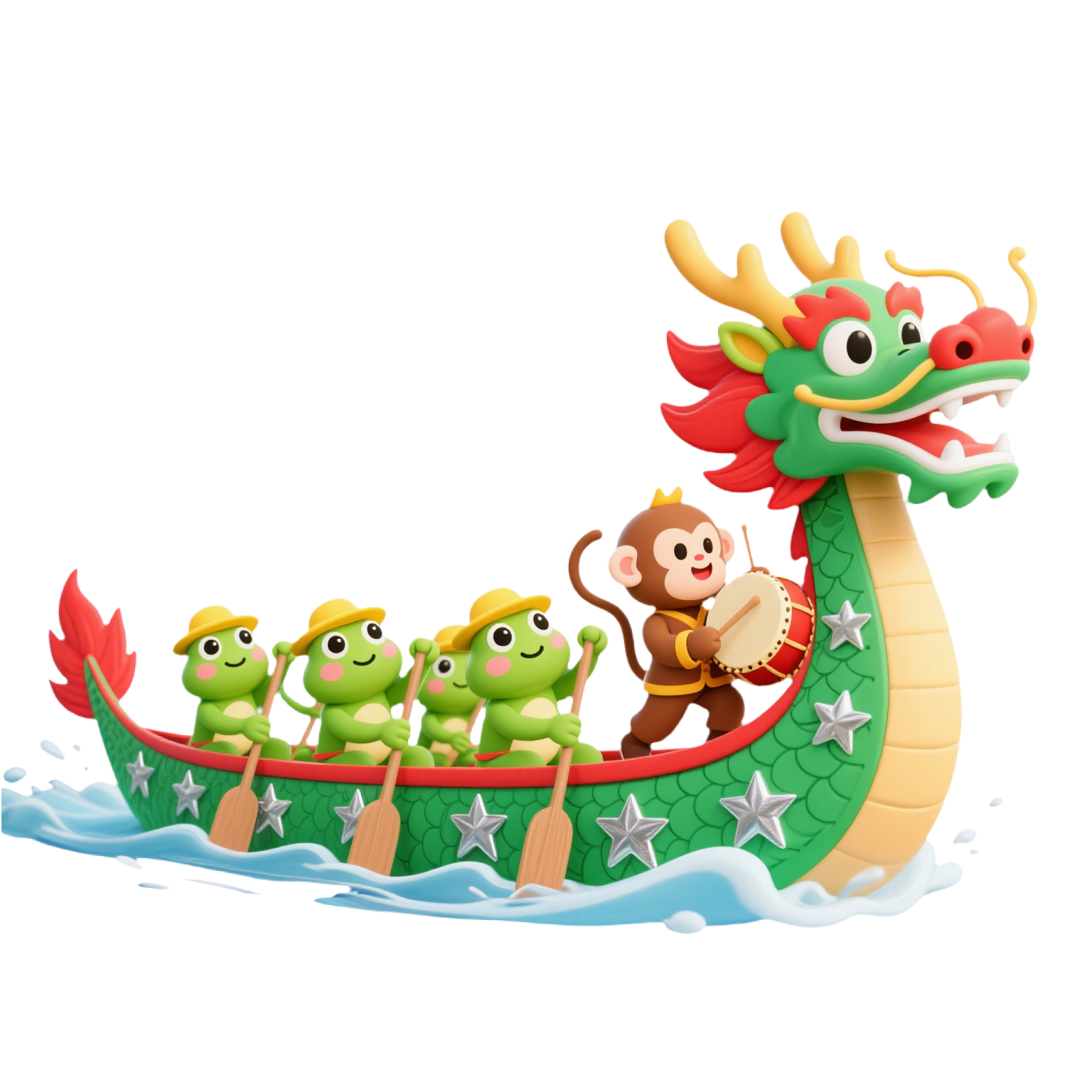 3D卡通划龙舟PNG素材
