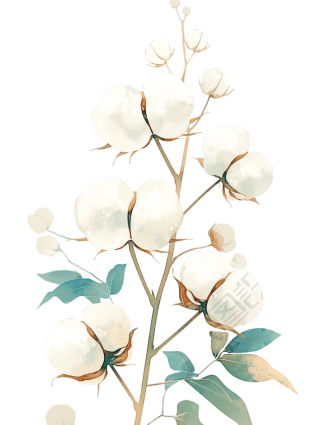 水彩风格棉花素材