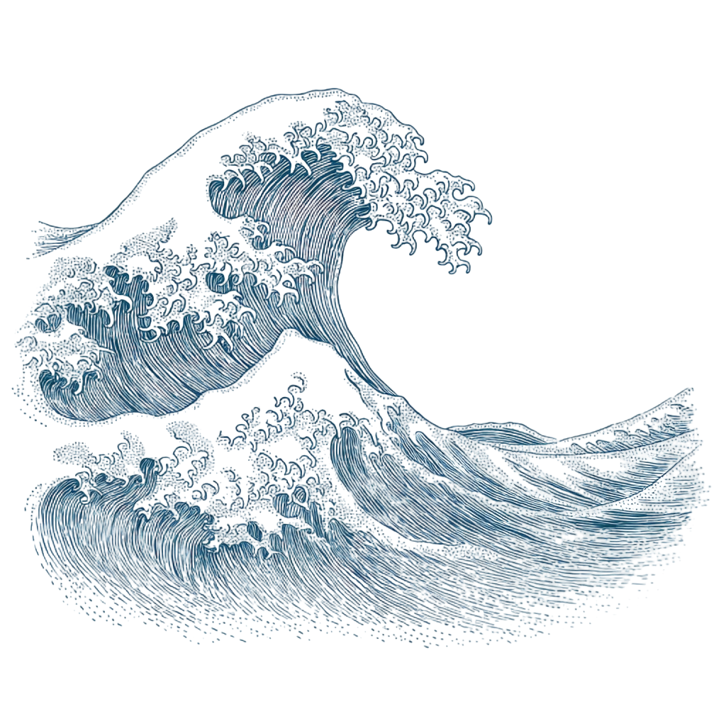 海洋海浪极简线条元素