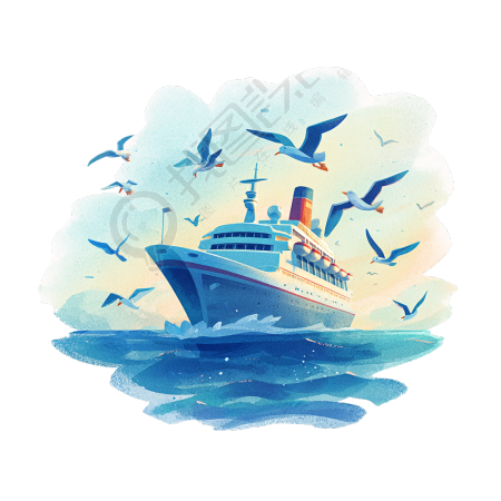海上游轮插画