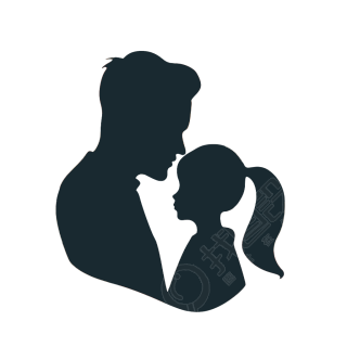 父亲节父女剪影插画