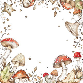 星星蘑菇边框素材