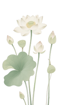 白色荷花小清新PNG素材