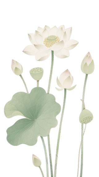 白色荷花小清新PNG素材