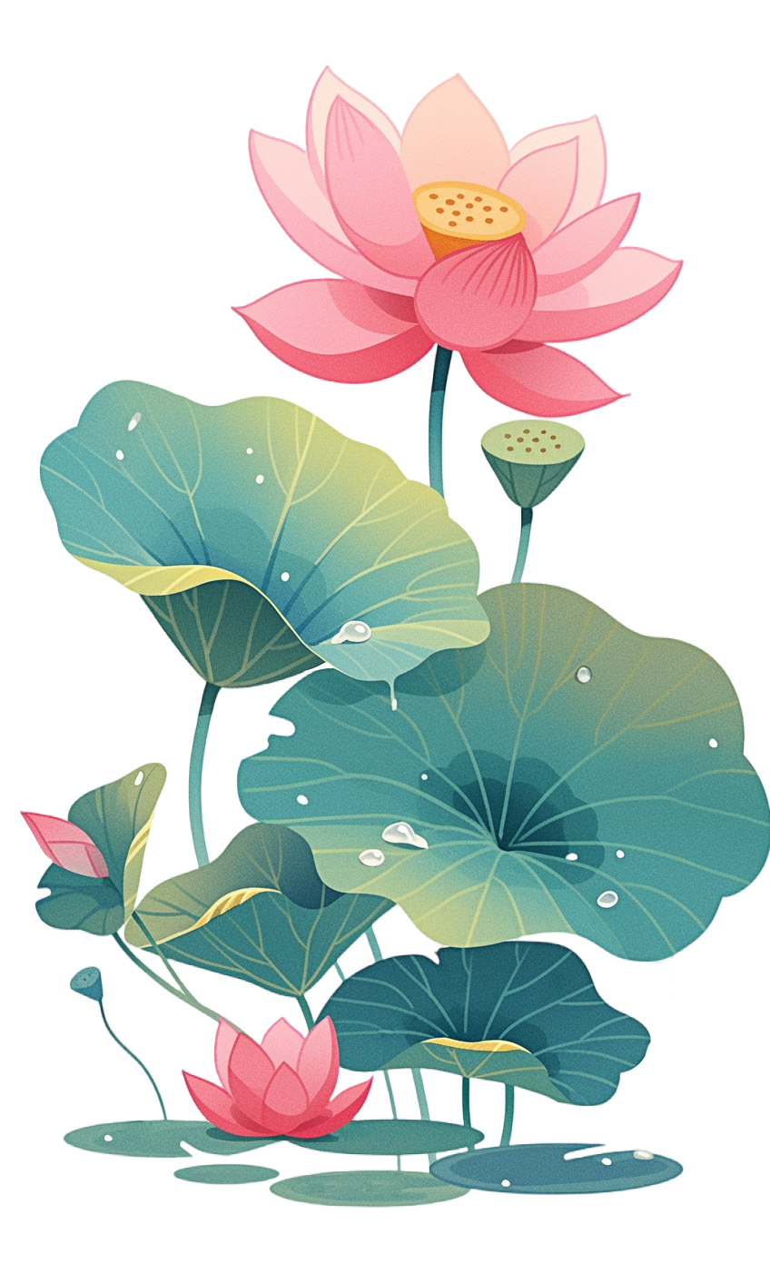 粉色荷花元素