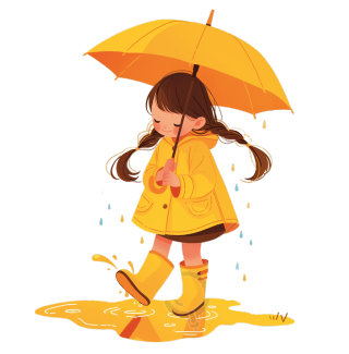 可爱雨衣女孩素材