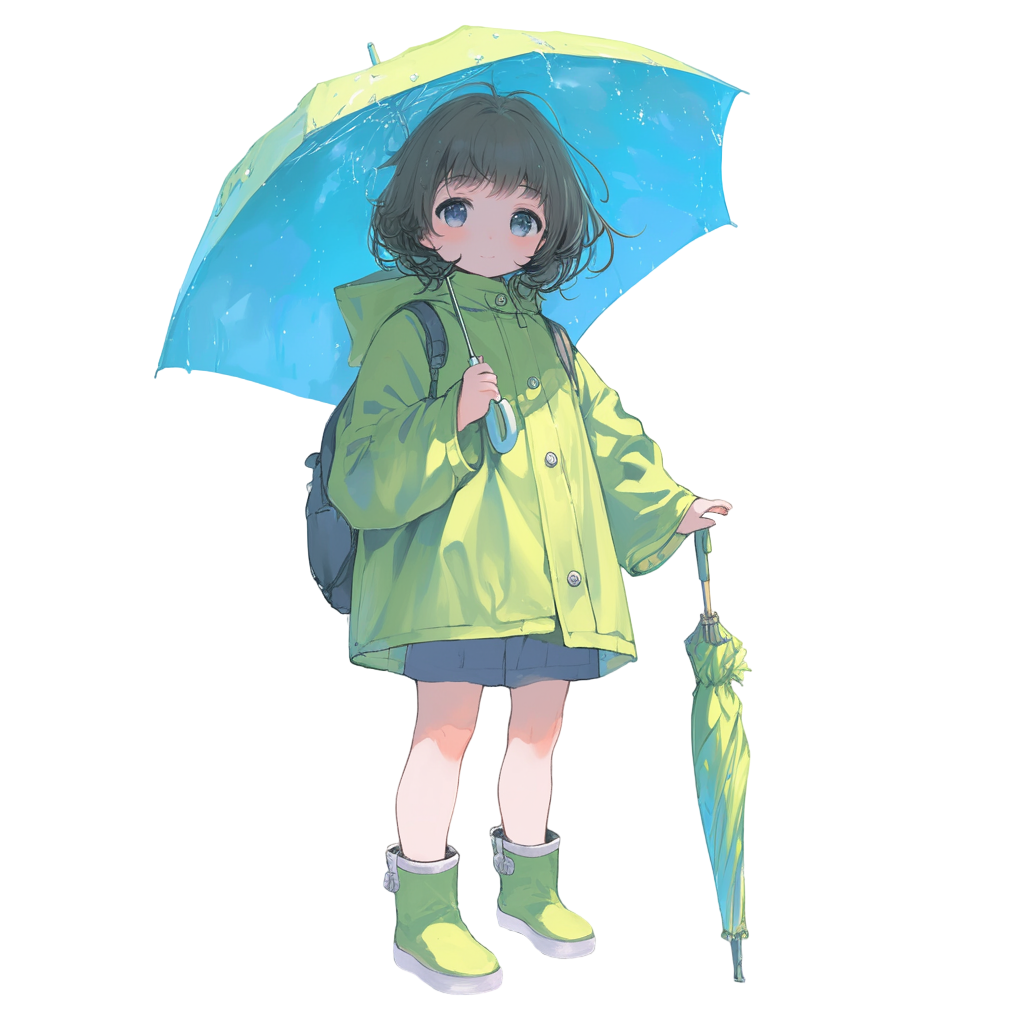 可爱雨衣女孩插图