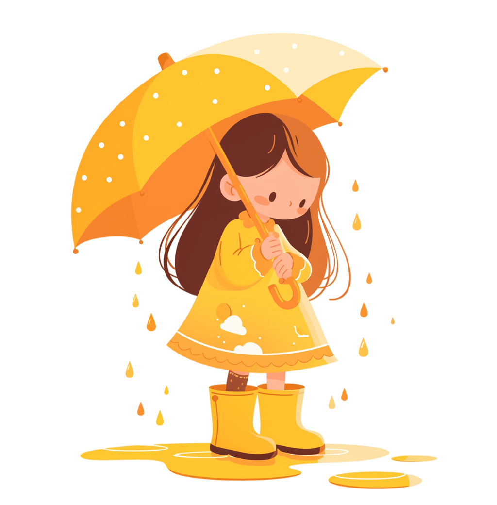 暴雨天打伞女孩插图