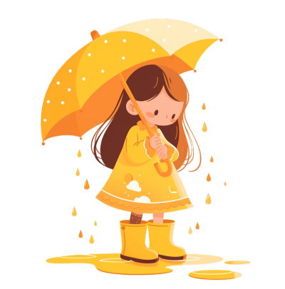 暴雨天打伞女孩插图